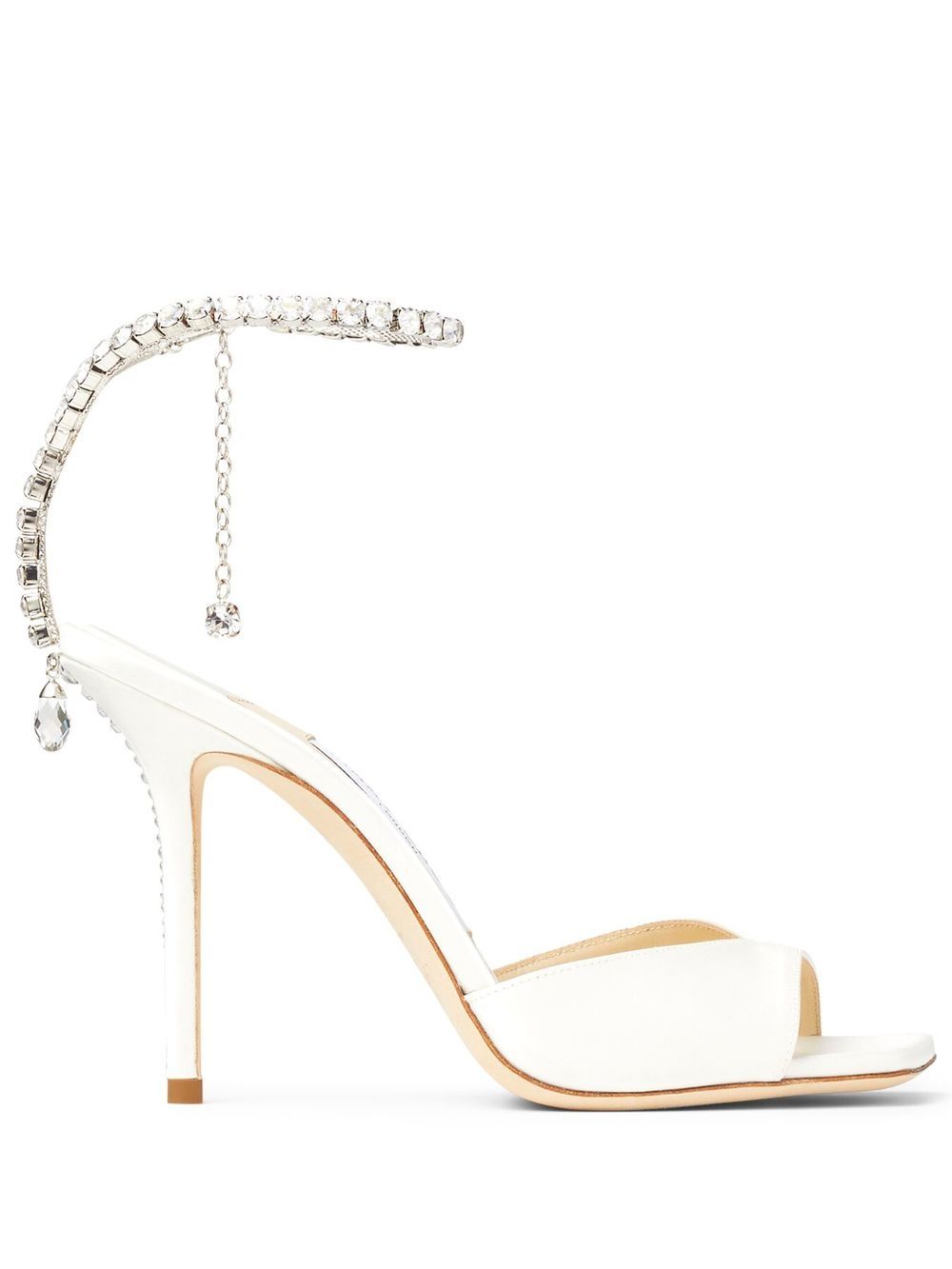 JIMMY CHOO SAEDA SANDAL 100 BBDIVORY/CRYSTAL