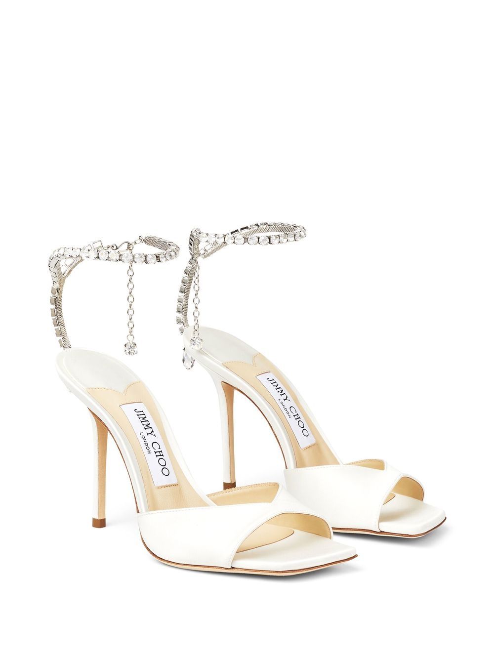 JIMMY CHOO SAEDA SANDAL 100 BBDIVORY/CRYSTAL