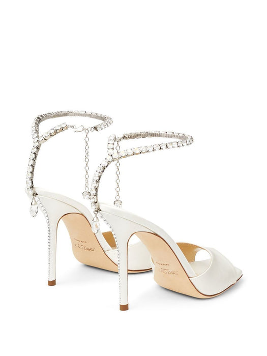 JIMMY CHOO SAEDA SANDAL 100 BBDIVORY/CRYSTAL