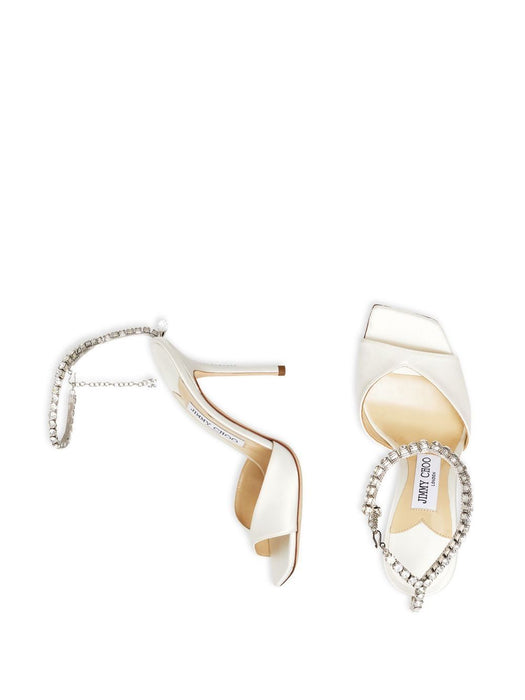 JIMMY CHOO SAEDA SANDAL 100 BBDIVORY/CRYSTAL