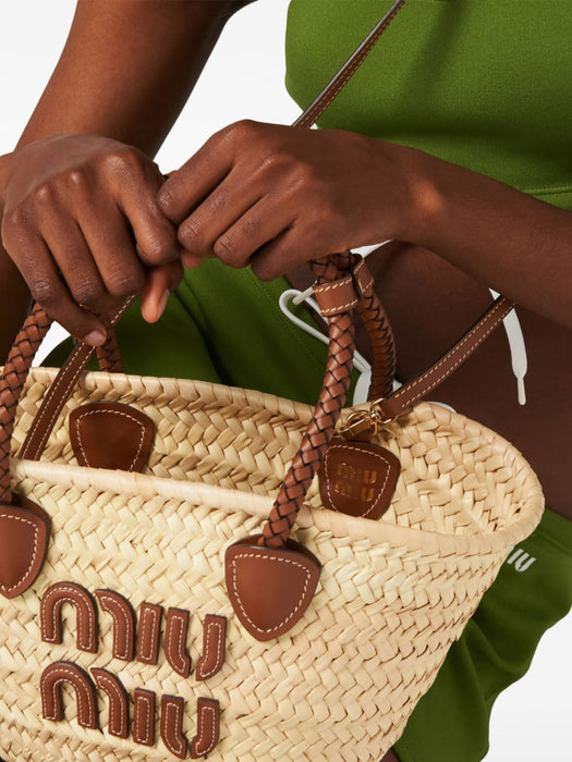 woven straw tote bag 5BG273 V OOO 2DDHF0A5T MIU MIU 