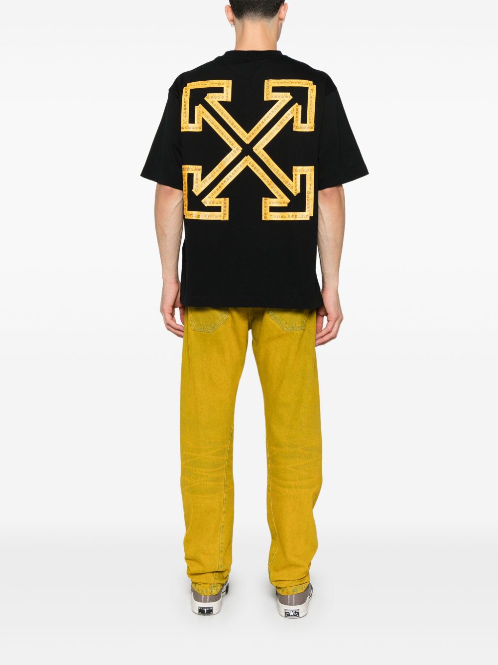 tape-arrow short-sleeve T-shirt OMAA120S25JER00D1022 BLACK - CITRUS OFF-WHITE 