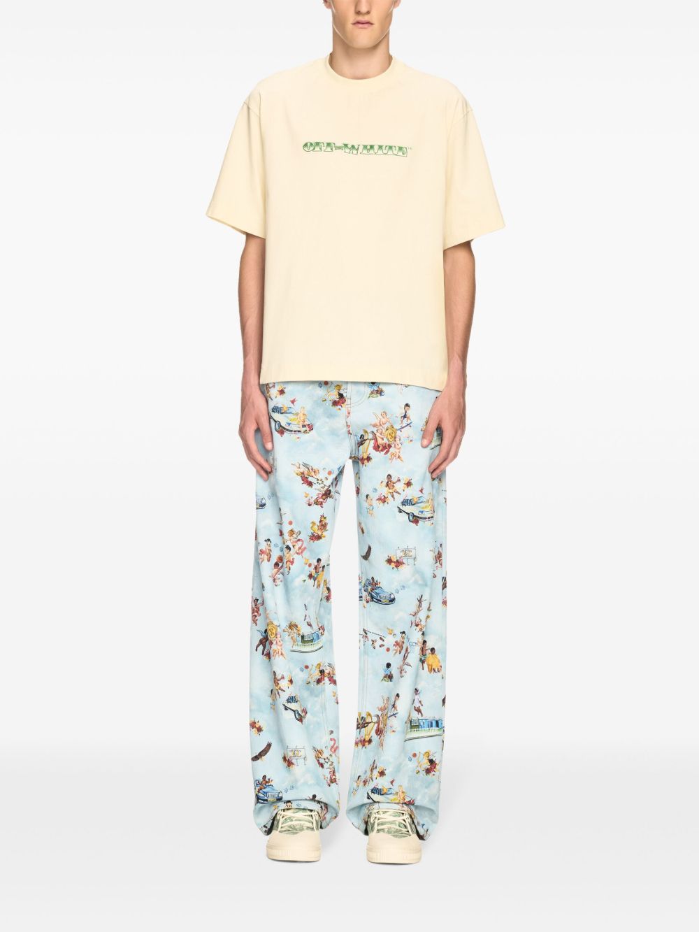 Cash Arrow T-shirt OMAA120S25JER00E0B58 WHITE ASPARAGUS OFF-WHITE 