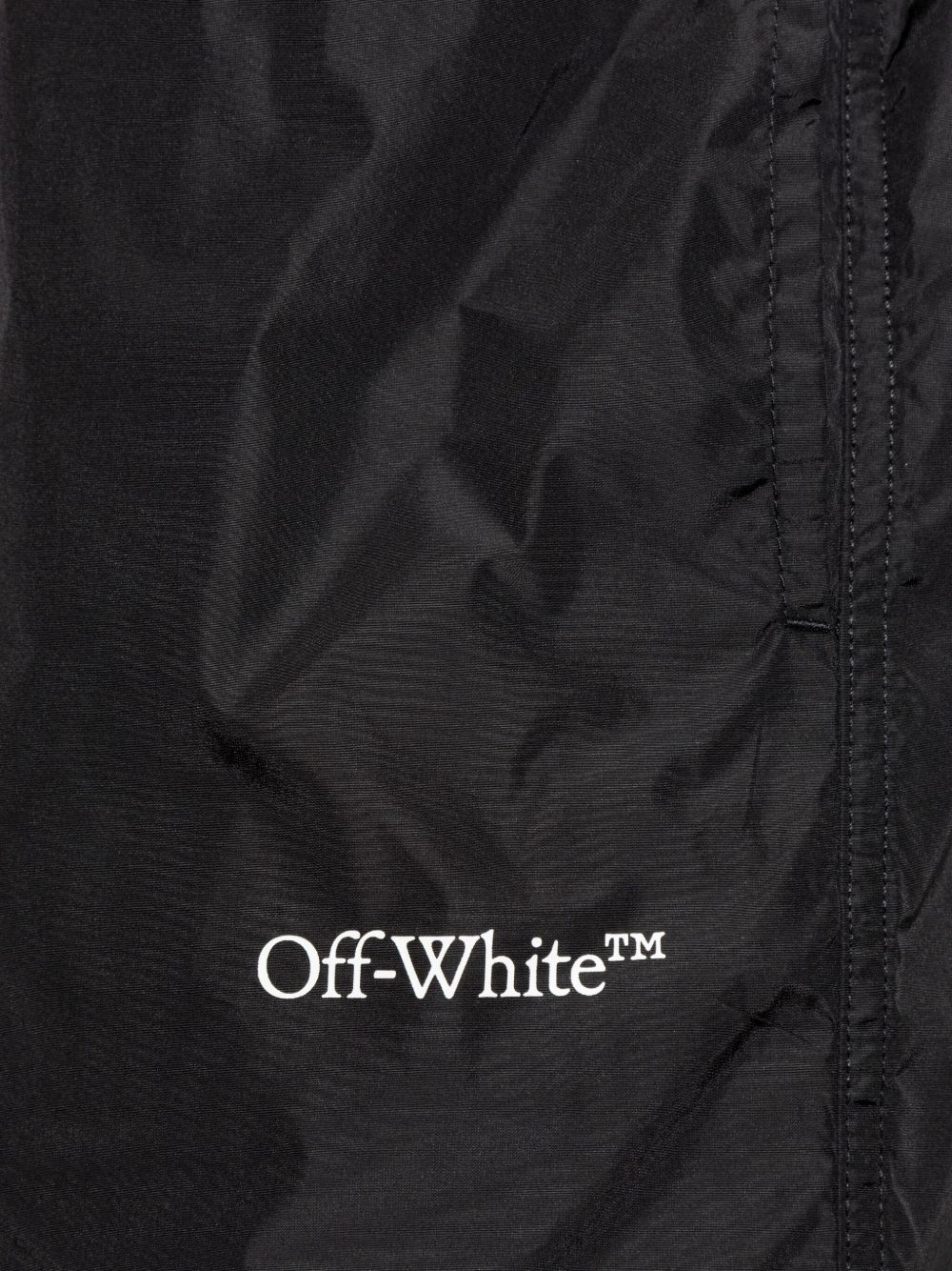 logo-print swim shorts OMFD013C99FAB0011001 BLACK - WHIT OFF-WHITE 