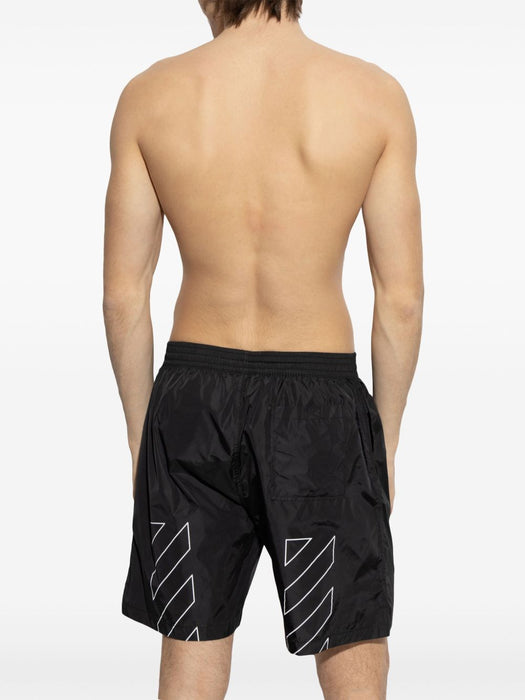 logo-print swim shorts OMFD013C99FAB0011001 BLACK - WHIT OFF-WHITE 