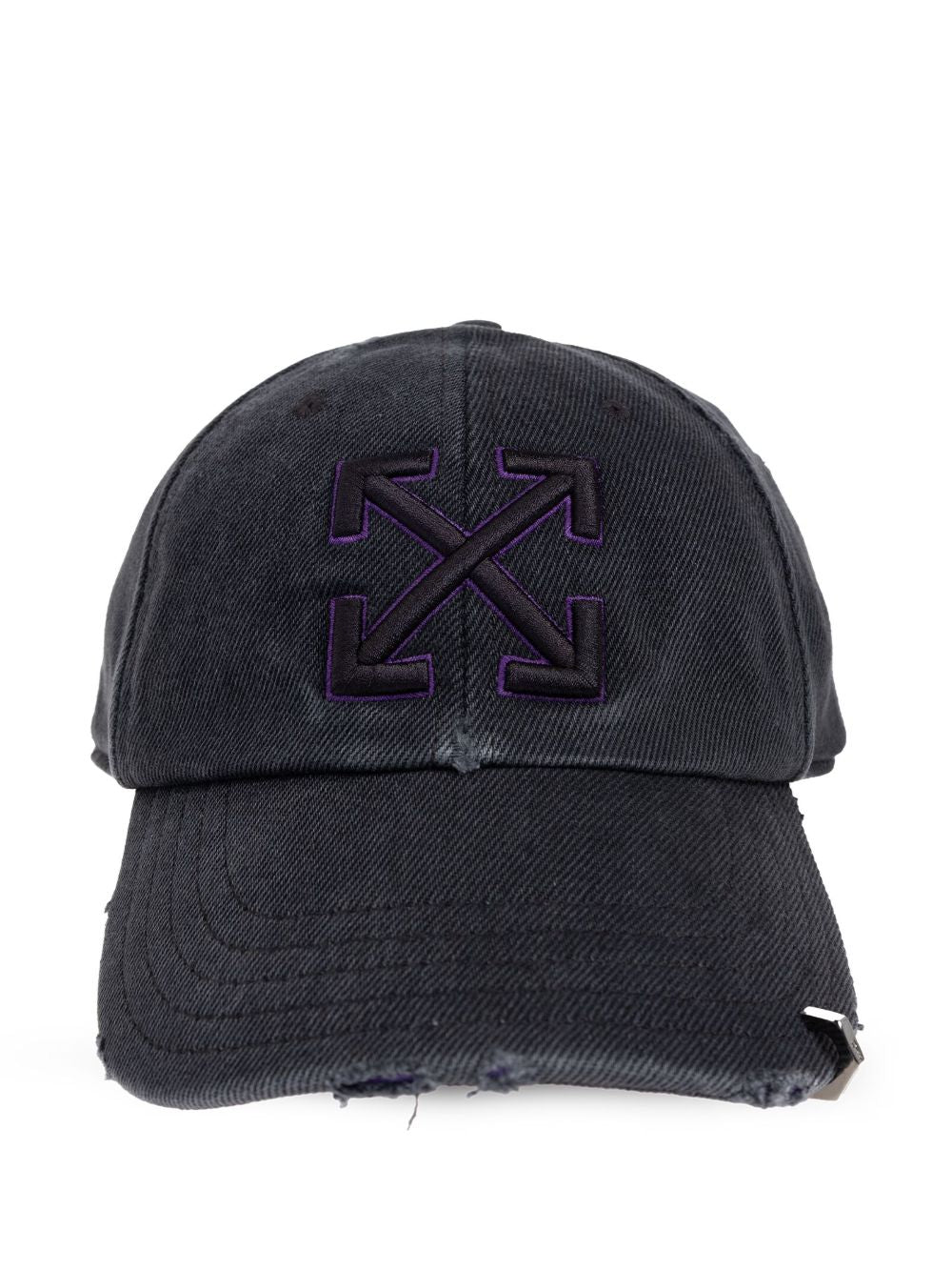 logo-embroidered distressed denim cap OMLA049S25DEN0021049 BLACK - DA OFF-WHITE 