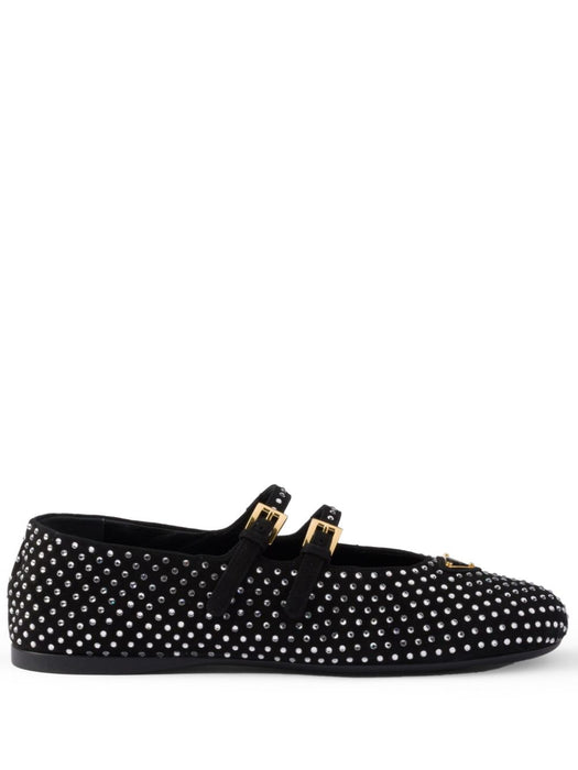 crystal-embellished ballerina shoes 1F797N F 005 3L53F0T7O PRADA 