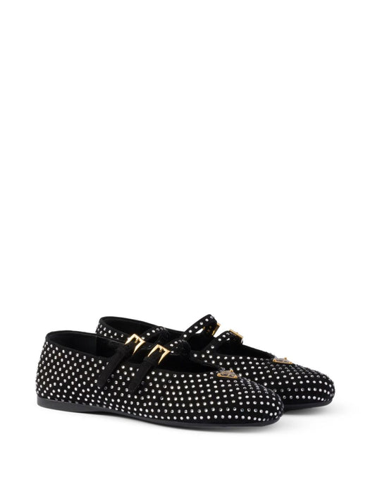 crystal-embellished ballerina shoes 1F797N F 005 3L53F0T7O PRADA 