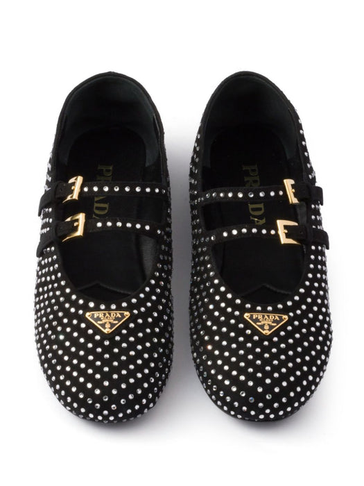 crystal-embellished ballerina shoes 1F797N F 005 3L53F0T7O PRADA 