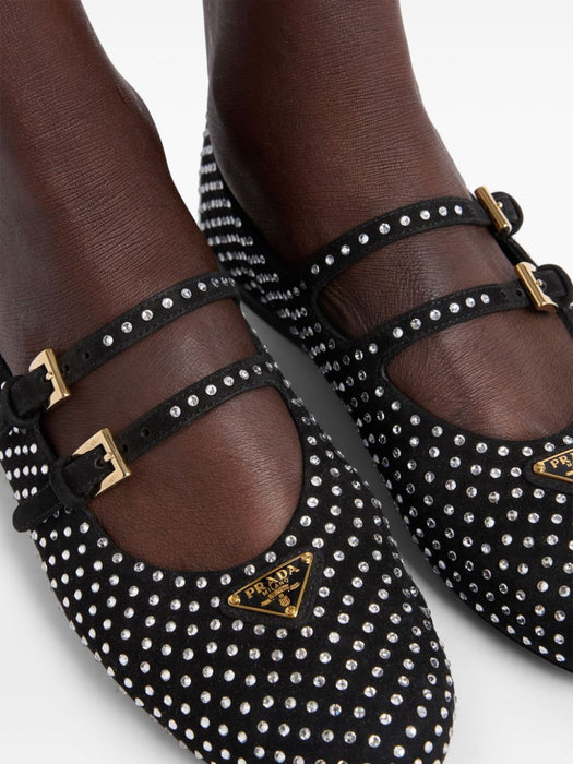 crystal-embellished ballerina shoes 1F797N F 005 3L53F0T7O PRADA 