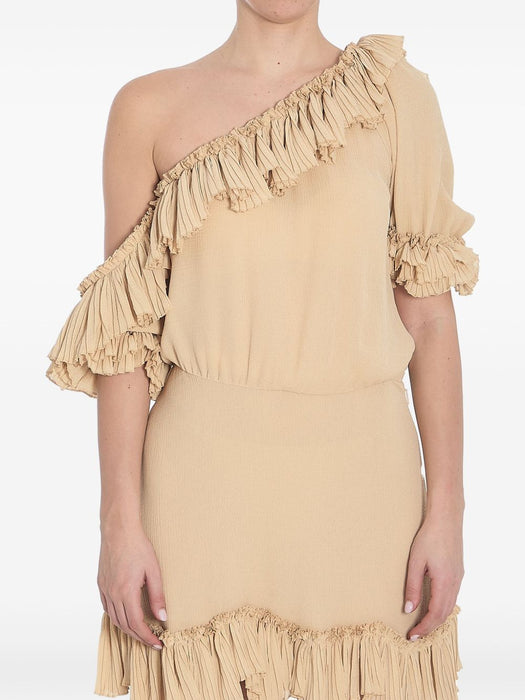 one-shoulder ruffled dress 819589 Y3K459520 SAINT LAURENT 