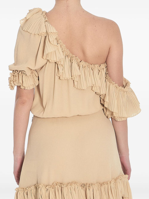 one-shoulder ruffled dress 819589 Y3K459520 SAINT LAURENT 