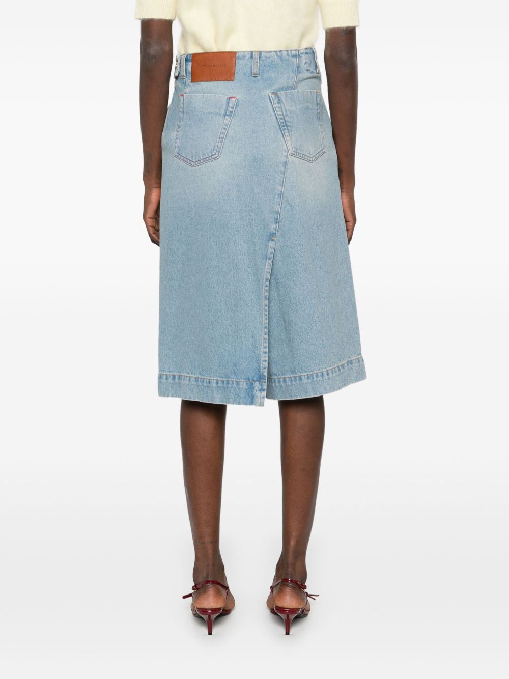 denim wrap detail skirt 1125DSK006000A PALE BLUE WASH 9204 VICTORIA BECKHAM 