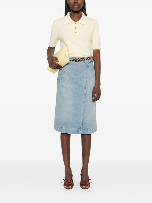 denim wrap detail skirt 1125DSK006000A PALE BLUE WASH 9204 VICTORIA BECKHAM 
