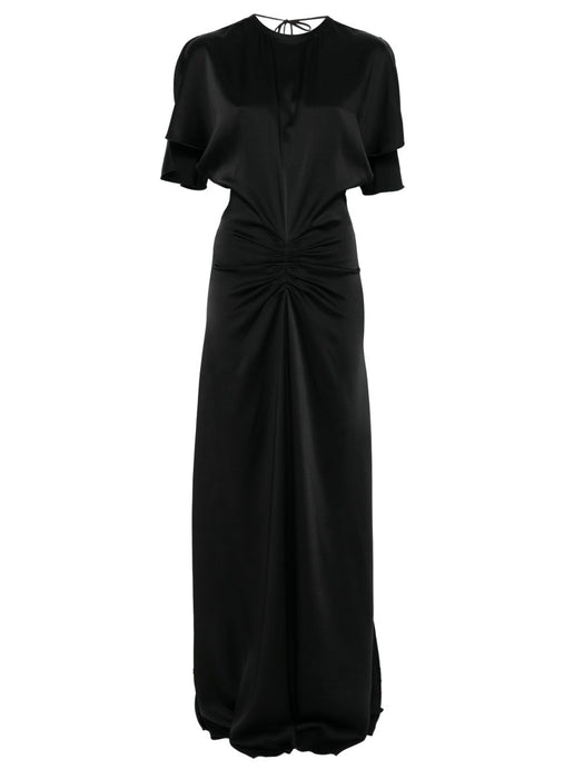gathered waist floor length dress 1125WDR005454A BLACK 1 VICTORIA BECKHAM 