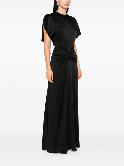 gathered waist floor length dress 1125WDR005454A BLACK 1 VICTORIA BECKHAM 