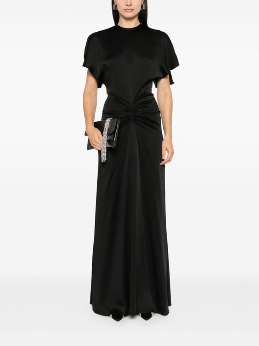 gathered waist floor length dress 1125WDR005454A BLACK 1 VICTORIA BECKHAM 