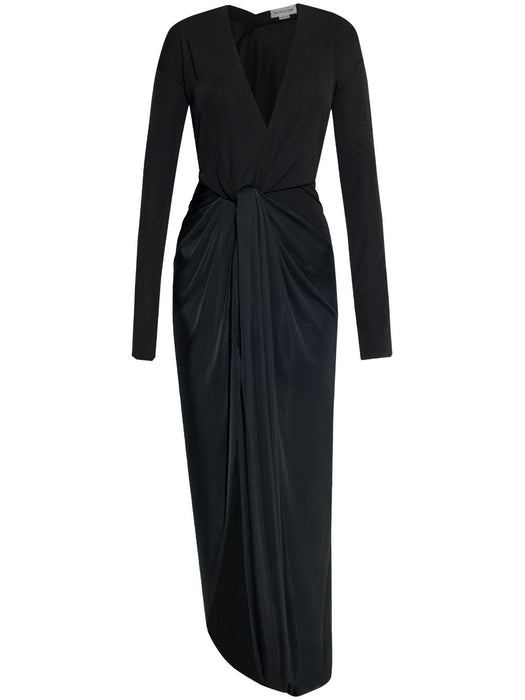 knot-detail jersey gown 1125WDR006032C BLACK 1 VICTORIA BECKHAM 