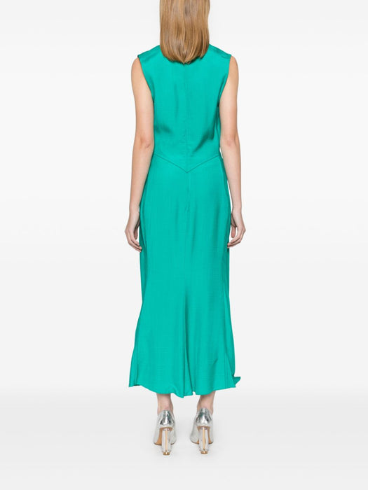 sleeveless gathered waist midi dress 1125WDR006142A PEACOCK 8283 VICTORIA BECKHAM 
