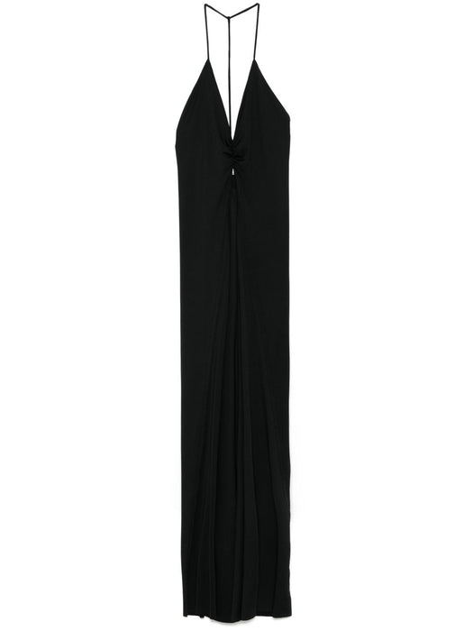 V-neck ruched maxi dress 1225JDR006254A BLACK 1 VICTORIA BECKHAM 