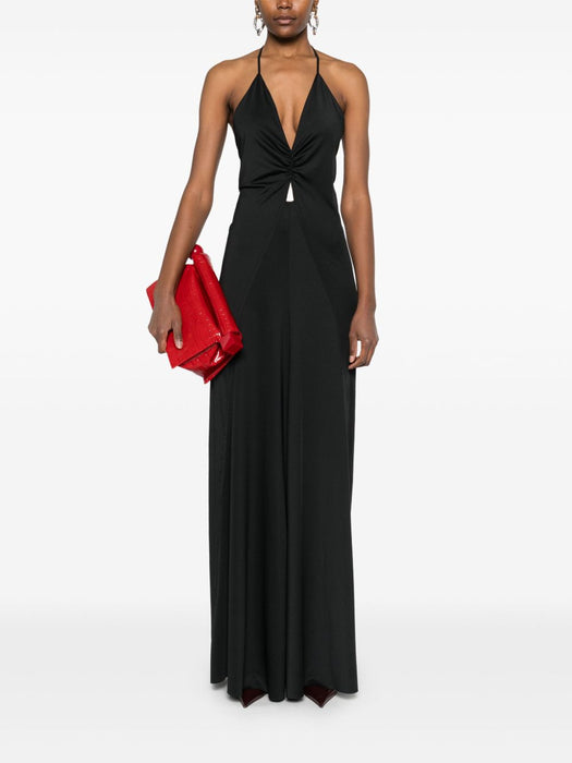 V-neck ruched maxi dress 1225JDR006254A BLACK 1 VICTORIA BECKHAM 