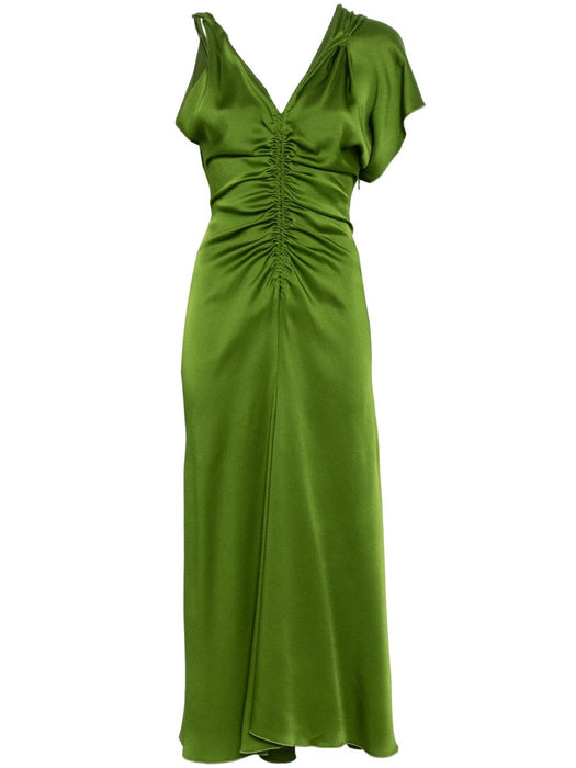 asymmetric ruched midi dress 1225WDR006362A ALGAE 9342 VICTORIA BECKHAM 