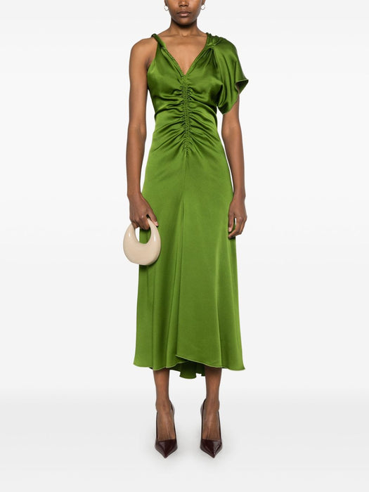 asymmetric ruched midi dress 1225WDR006362A ALGAE 9342 VICTORIA BECKHAM 