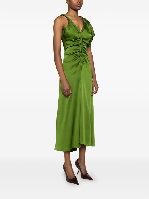 asymmetric ruched midi dress 1225WDR006362A ALGAE 9342 VICTORIA BECKHAM 