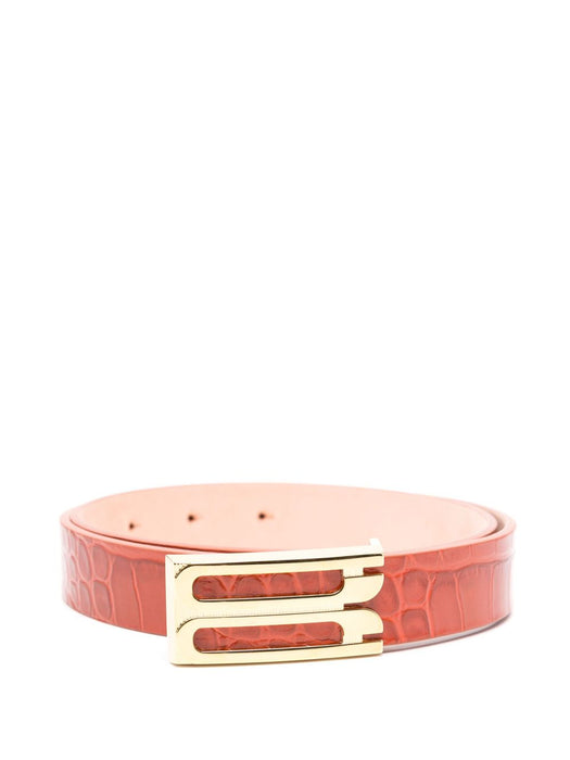 crocodile-embossed belt 1324ABL005786A BRICK RED VICTORIA BECKHAM 