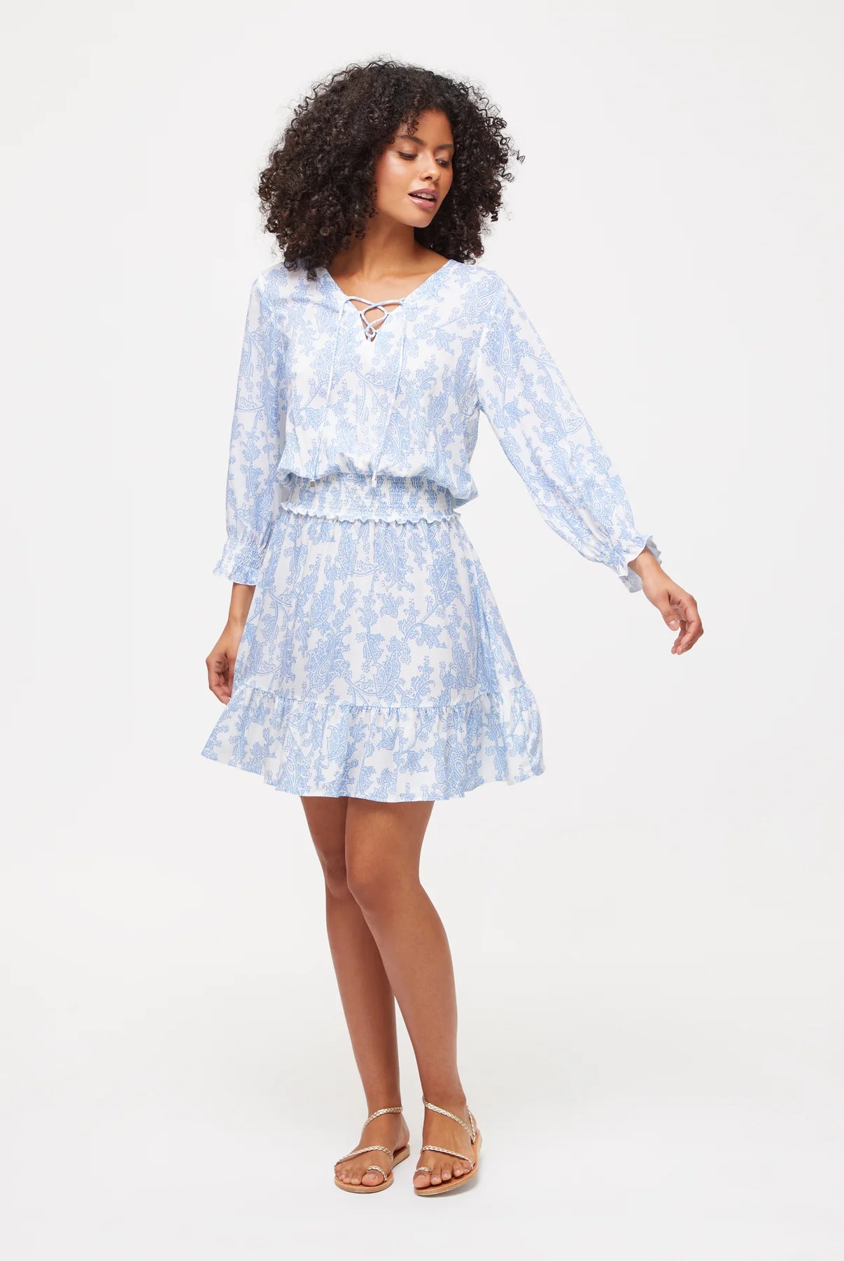 Playa Paraiso Smocked Waist Tiered Mini Dress 25SSPP97 PRT-PRT HEIDI KLEIN 
