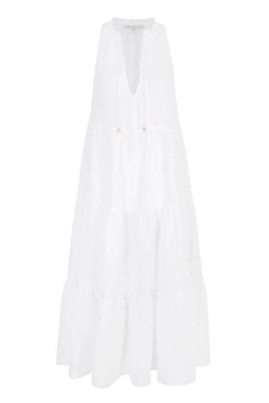 White Bay Ruffle Neck Maxi Dress 25SSWB46 WHT-WHT HEIDI KLEIN 