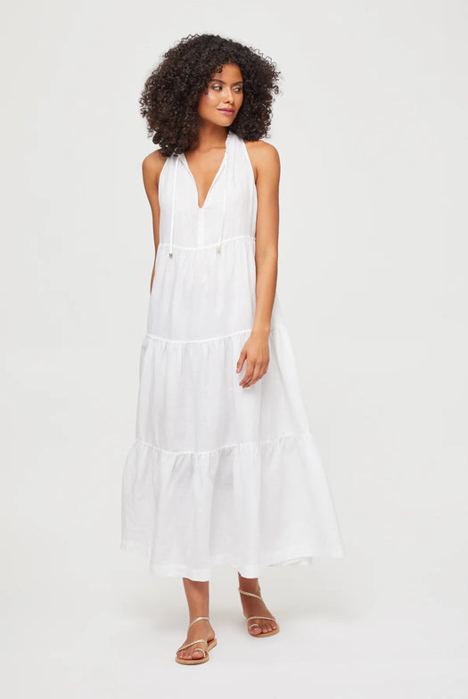 White Bay Ruffle Neck Maxi Dress 25SSWB46 WHT-WHT HEIDI KLEIN 