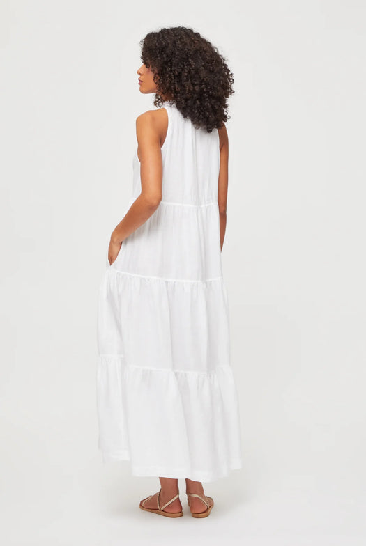 White Bay Ruffle Neck Maxi Dress 25SSWB46 WHT-WHT HEIDI KLEIN 