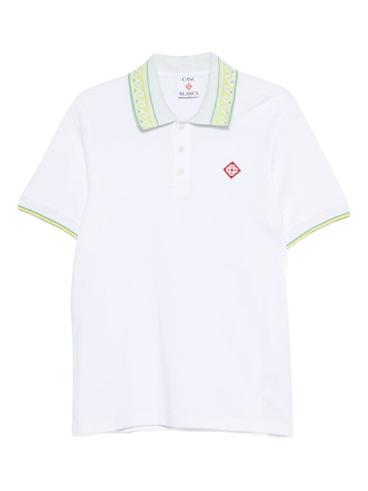 Laurel trim-collar polo shirt M-SP26-JTP-250-01 WHITE CASABLANCA 