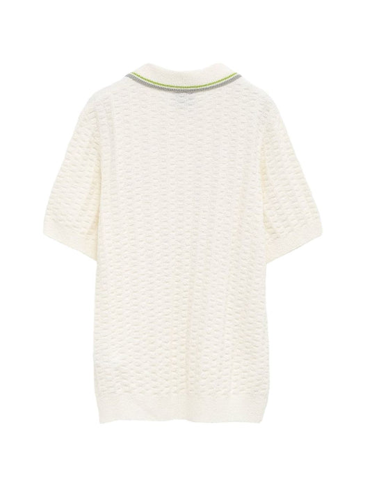 textured buttoned polo shirt M-SP26-KW-1214-01 WHITE CASABLANCA 