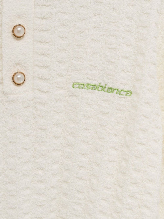 textured buttoned polo shirt M-SP26-KW-1214-01 WHITE CASABLANCA 