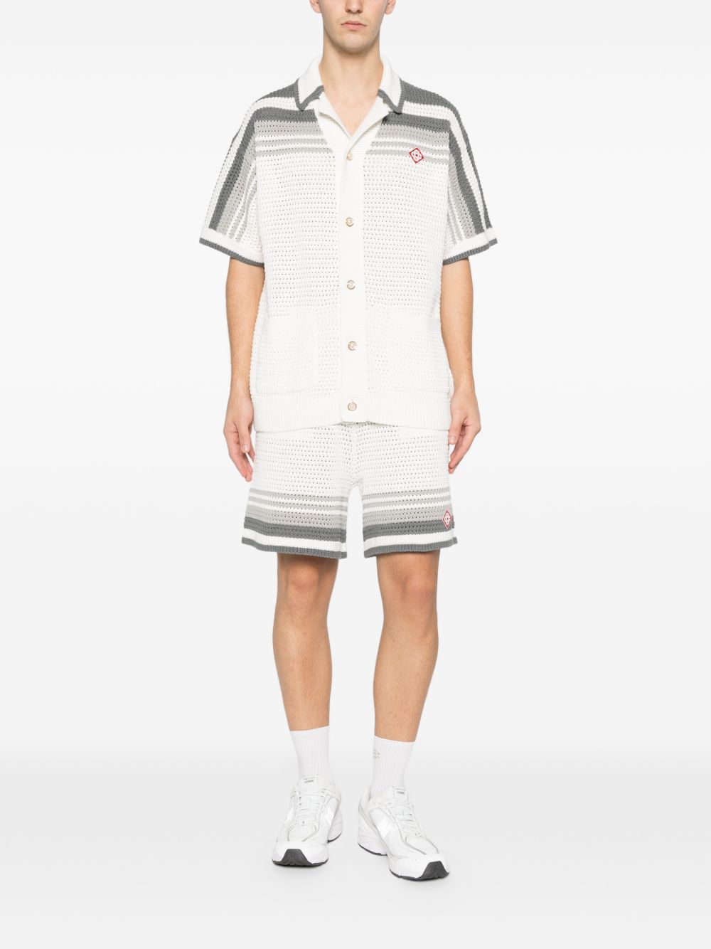 crochet striped shorts M-SP26-KW-934-01 WHITE/GREY CASABLANCA 