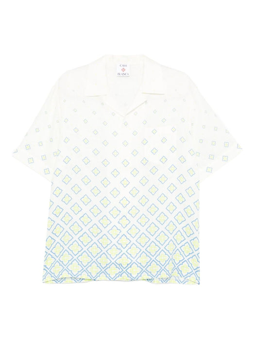Degrade Monogram Short Sleeve Linen Shirt M-SP26-SH-003-11 DEGRADE MONOGRAM CASABLANCA 