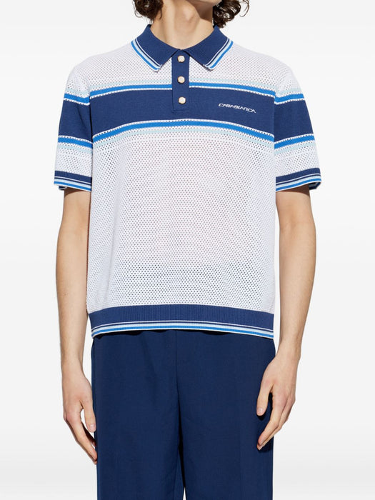 perforated polo shirt M-SS26-KW-1304-01 WHITE / BLUE CASABLANCA 