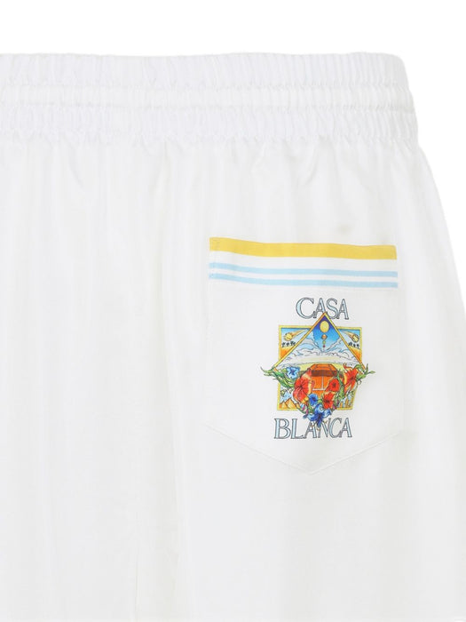 Tennis Landscape Silk Shorts M-SS26-TR-399-09 FLOWER COURT ICON CASABLANCA 