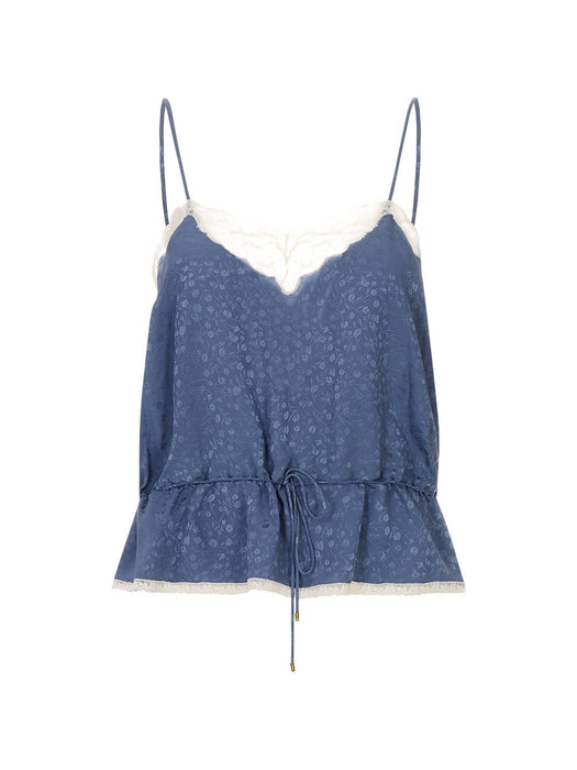 Drawstring camisole top in silk jacquard & lace 26UH121323 4E2 CHLOÉ 