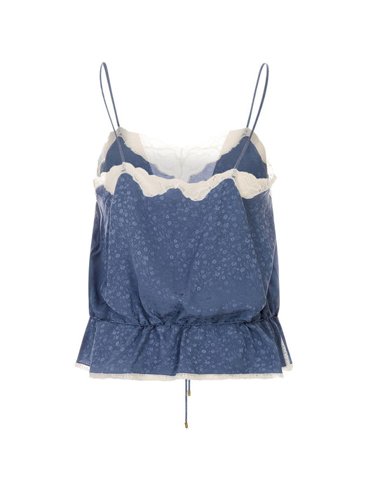 Drawstring camisole top in silk jacquard & lace 26UH121323 4E2 CHLOÉ 