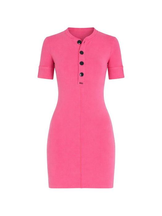 Fitted Henley ribbed-knit button-up mini dress 26UJR14089 6X9 CHLOÉ 