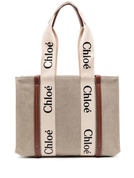 Woody tote bag in linen C22AS383I26 90U CHLOÉ 