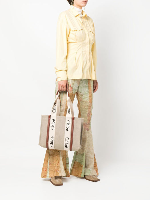 Woody tote bag in linen C22AS383I26 90U CHLOÉ 