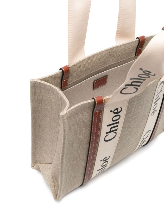 Woody tote bag in linen C22AS383I26 90U CHLOÉ 