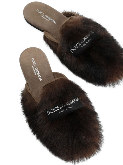 shearling and suede slippers CI0224 A9Y9380093 DOLCE & GABBANA 