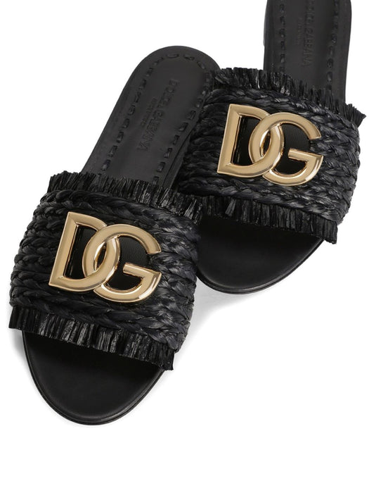 woven raffia slippers with fringe CQ0646 AN2178B956 DOLCE & GABBANA 