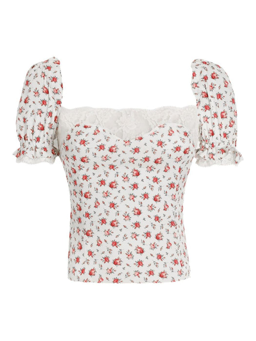 floral-print lace-trim top F7BK1T FSA79HA5XJ DOLCE & GABBANA 