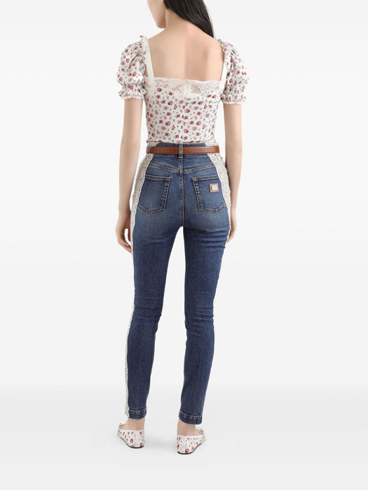 floral-print lace-trim top F7BK1T FSA79HA5XJ DOLCE & GABBANA 